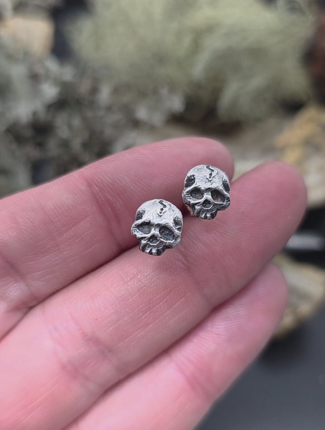 Sterling skull stud earrings