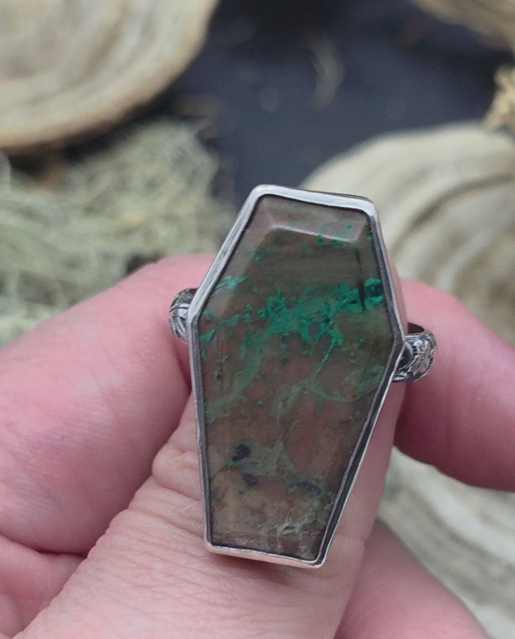 Chrysacolla coffin ring size 10