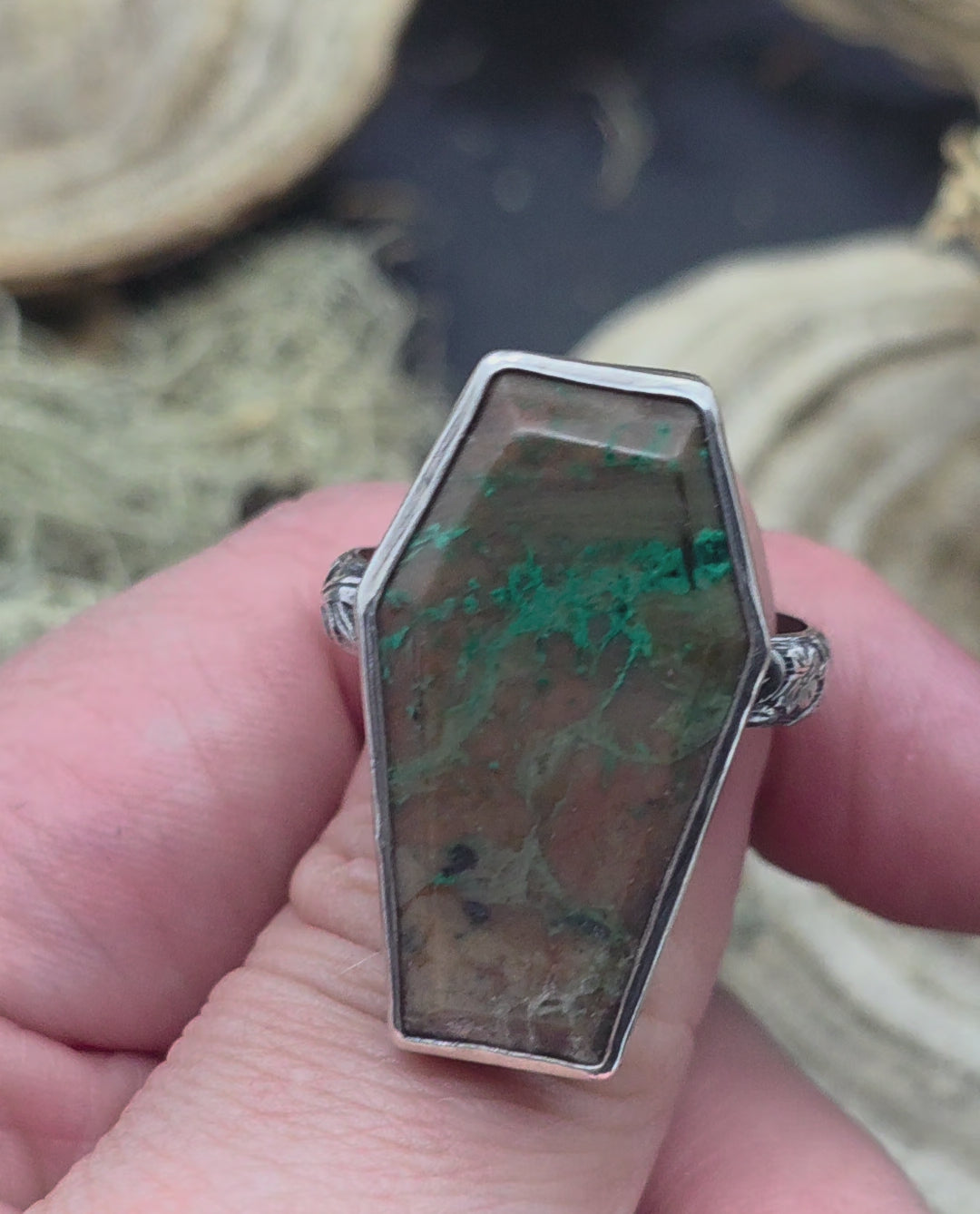 Chrysacolla coffin ring size 10