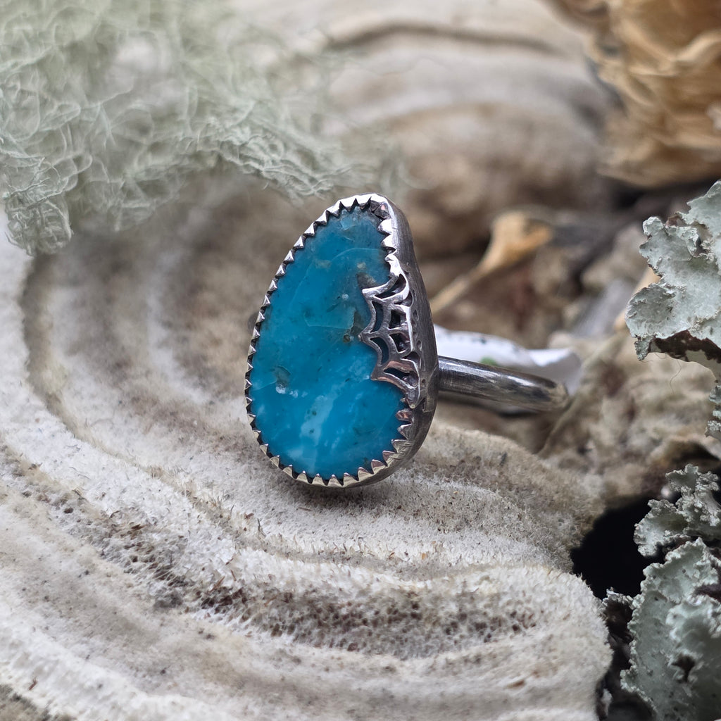 Chrysacolla spiderweb ring size 9.5