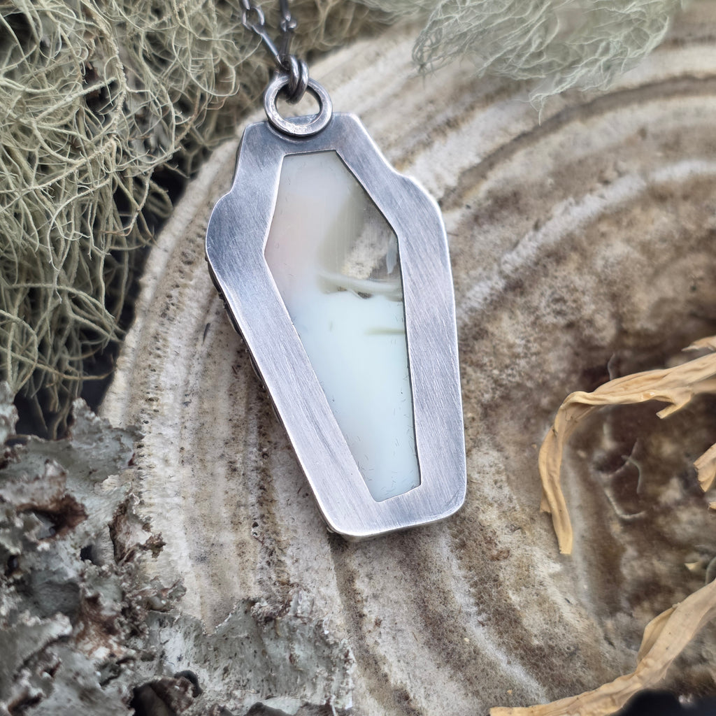 Uranium glass coffin necklace