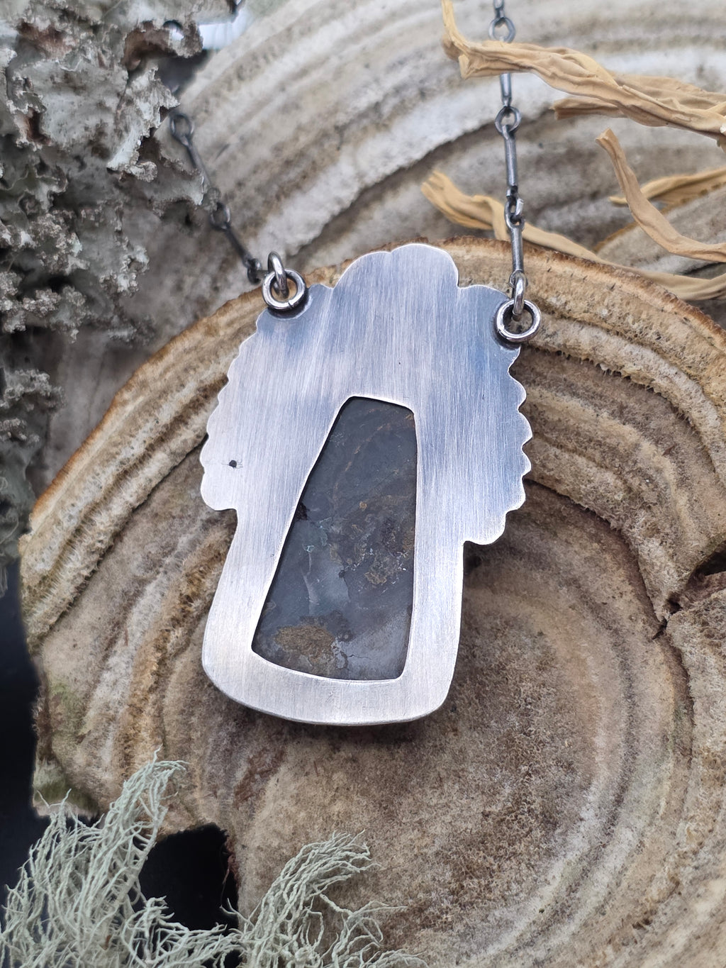 Moss agate snake necklace