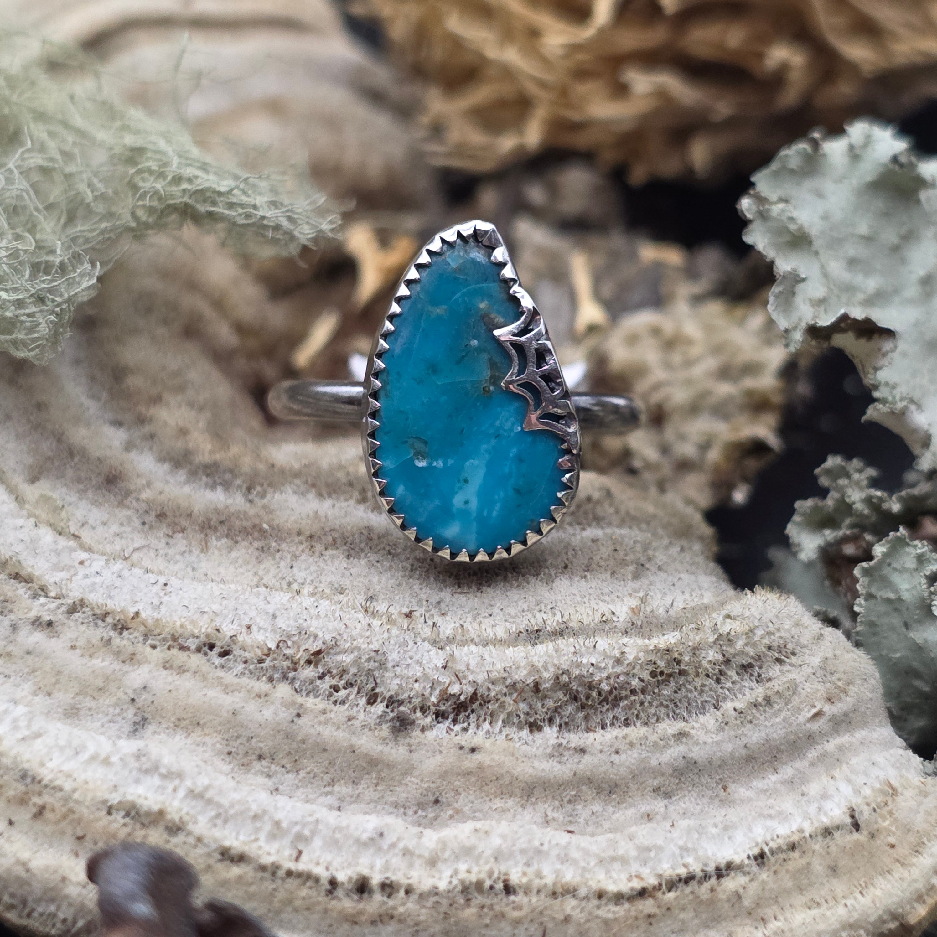 Chrysacolla spiderweb ring size 9.5