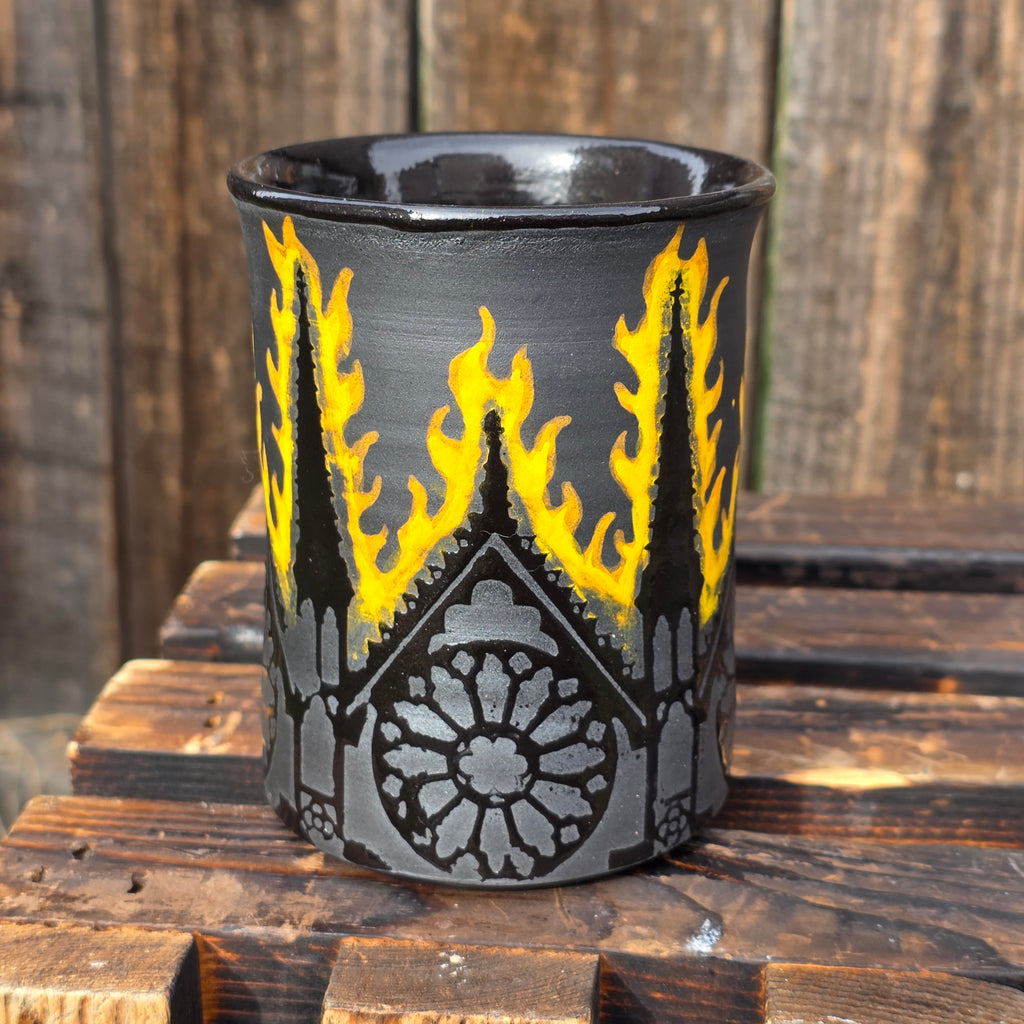 Burning cathedral tumbler