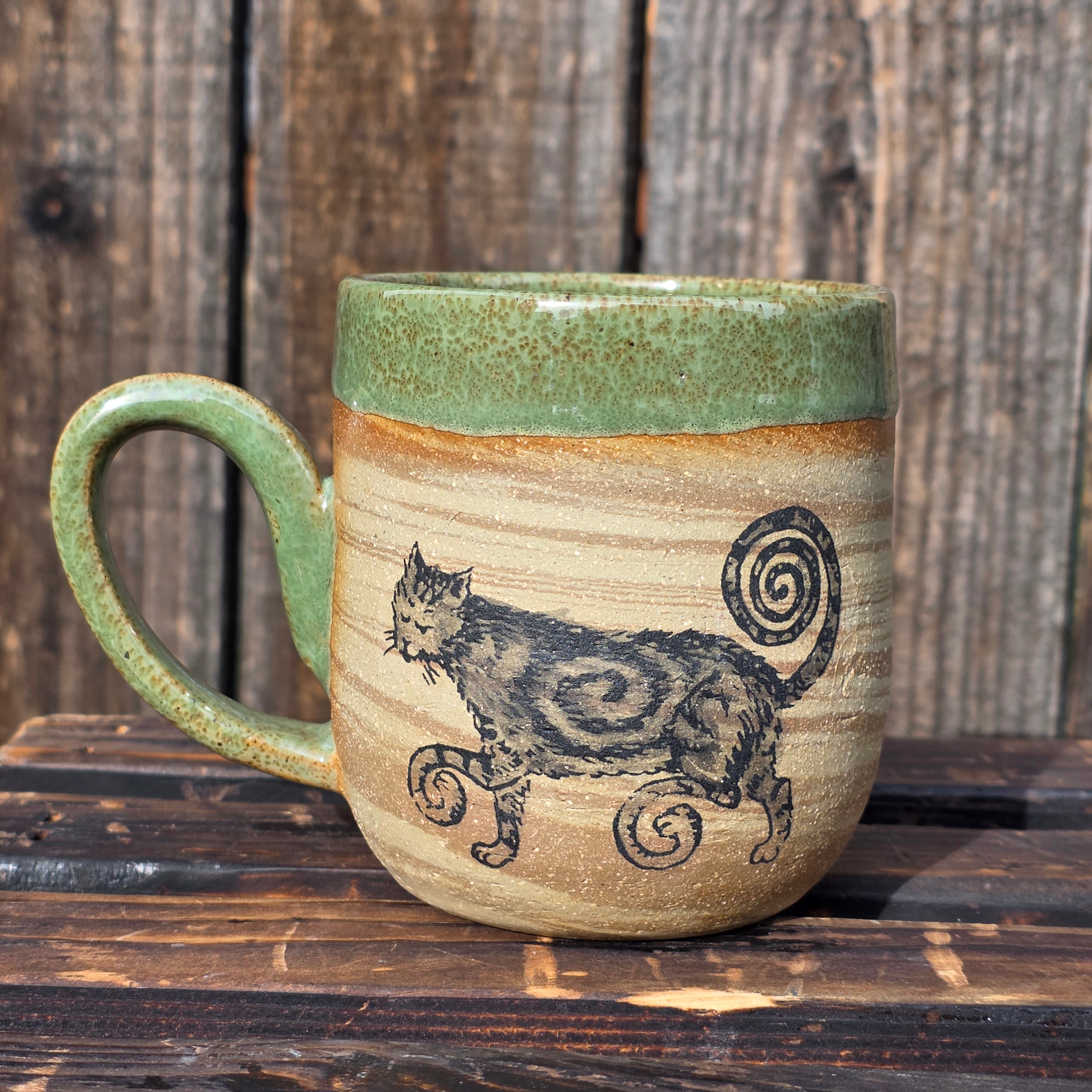 Medieval spiral cat mug